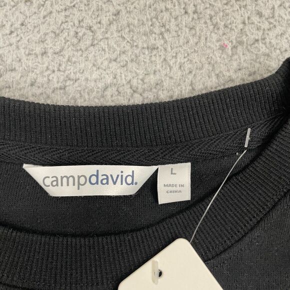 Camp David Sweatshirt Adult L Black Where Do You Camp Crewneck Pullover NWT - Picture 7 of 12